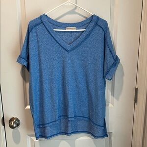 Zenana Heather Blue V-Neck Tee